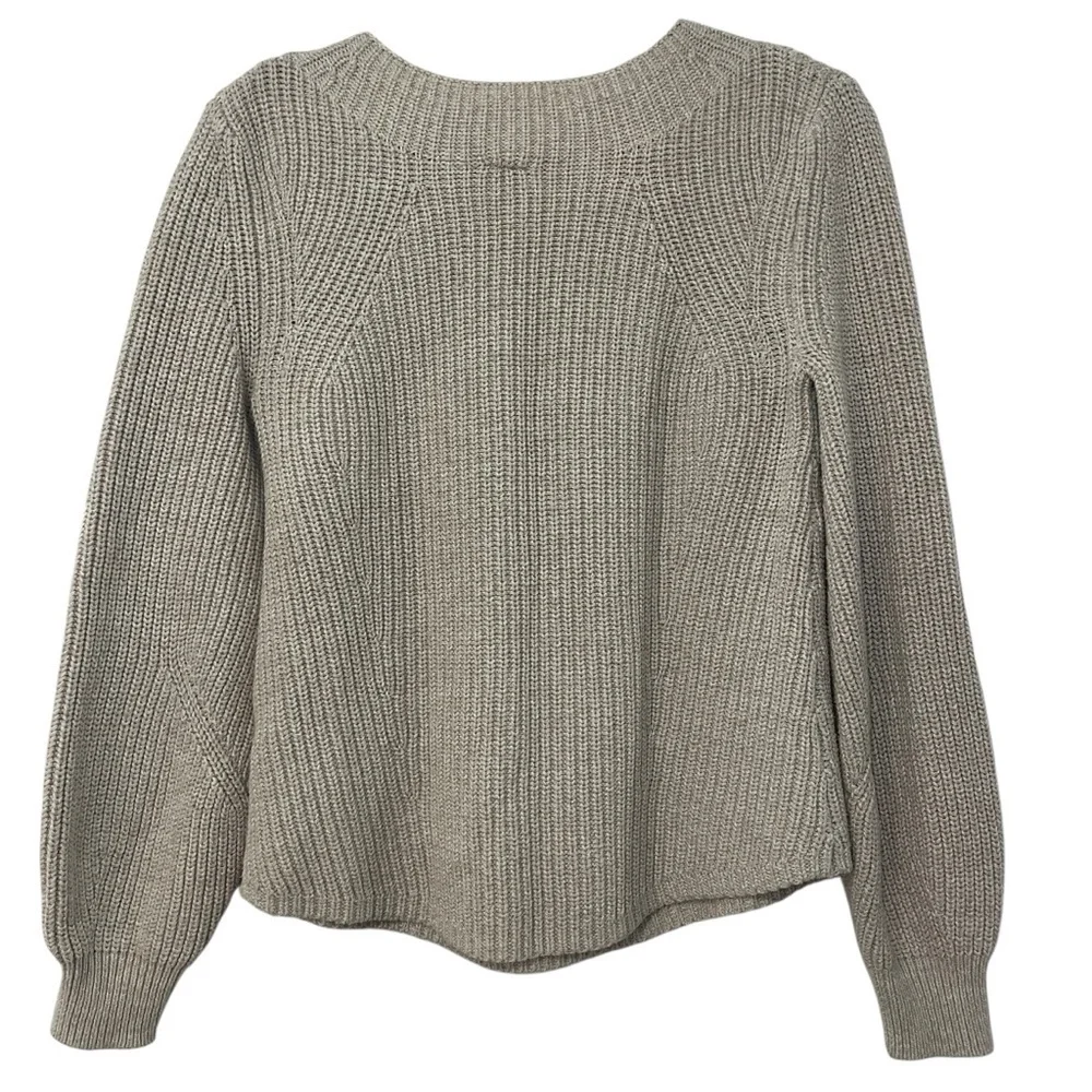 GAP Neutral Mock Boatneck Bubble Sleeve Cotton Sweater XXS Relaxed